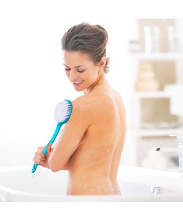 Bath Brush Back Brush for Showering | Soft Bristle Skin Massage Body Brush for Women & Men - Blue - Buy Online on GoSupps.com