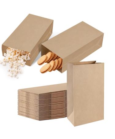 100pcs Small Brown Paper Bags Mini Kraft Paper Bags 3.5''L x 2''W x 7''H For Candy Popcorn Bags Snack Bags Wedding Favor Bags Party Favor Bags Treat Bags