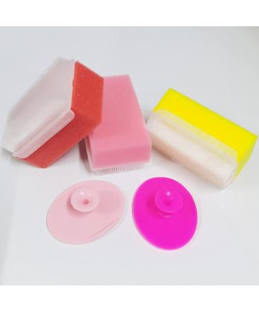 WAWTOOK Baby Bath Brush Set - Cradle Cap Bristle Brush & Soft Sponge Scrubber - Baby Care Essential for Dry Skin - Pink, Red & Yellow - Buy Online on GoSupps.com