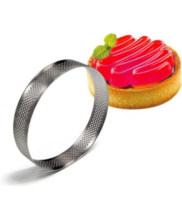 ABOOFAN 1pc Nonstick Circle Cake Perforated Round Bking Mold Stainless Steel Cake Mold Cookie Baking Dessert Ring Tool Mini Cake Fruitcake Cookies Cake Ring Food Non Stick Silver 10*10CM - Buy Online on GoSupps.com