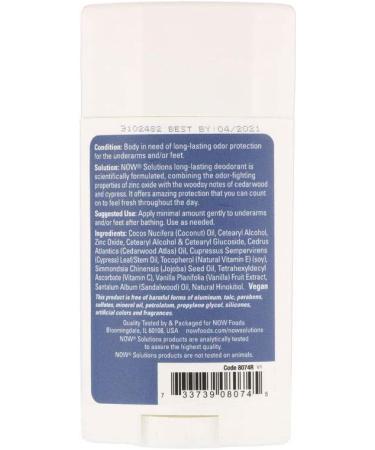 Now Foods Long Lasting Cedarwood + Cypress Deodorant 2.2 oz â€“ Natural & Effective - Buy Online on GoSupps.com