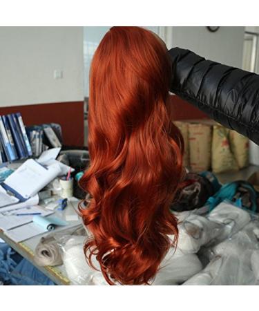 Xiweiya 360# Color Drag Queen Wigs - Long Copper Red Lace Front Wig | Heat-Resistant Fiber Hair - Buy Online on GoSupps.com