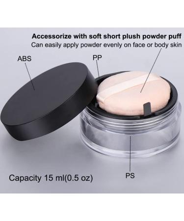 15 ml Leak-free Reusable Plastic Powder Container DIY Makeup Powder Container with Sponge Puff Stretch Mesh Screen and Screw Cap Black - Buy Online on GoSupps.com