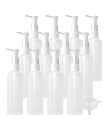 Tianzd 12 pieces empty 100 ml round clear plastic pet gelpender pump bottle bottle with white lotion donor soap dispenser Lotion dispenser for cosmetics soap cleaning oil gels cream clear 100ml