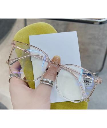 Qinzhenz fashion computer reader anti-UV reading glasses anti-blue light flat lighting mirror presbyopia glasses for women/men (color: C3 size: +350) +350 C3
