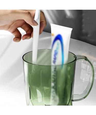 Buy SUREK Countertop Transparent Toothbrush Holder - Gray Plastic Bathroom Cup Organizer with Handle for Home | International Shipping Available - Buy Online on GoSupps.com