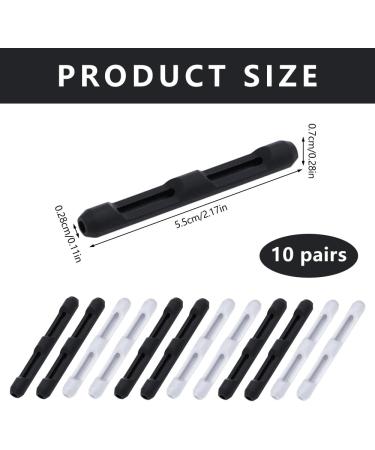 Bekecidi 10 Pairs Soft Silicone Glasses Tipping Sleeves - Non-Slip Ear Handles for Comfortable Reading & Sunglasses (Black White) | International Shipping - Buy Online on GoSupps.com