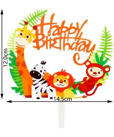 Green Farm Animal Happy Birthday Cake Topper Farm Animal Theme Cake Decor for Birthday Baby Shower Party - Buy Online on GoSupps.com