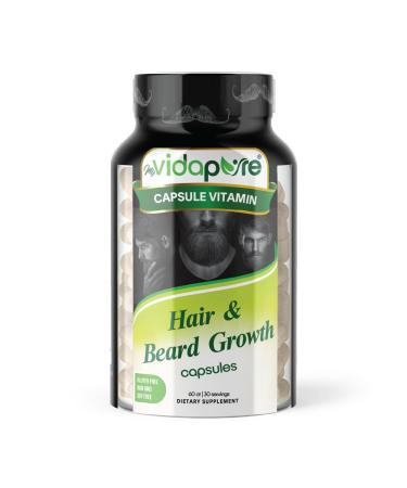MYVIDAPURE Beard Growth + Men s Skin & Nails  5 000mcg Biotin  Vitamin C D & B-Complex Hydrolyzed Collagen Veggie Capsules  Non-GMO  Gluten-Free
