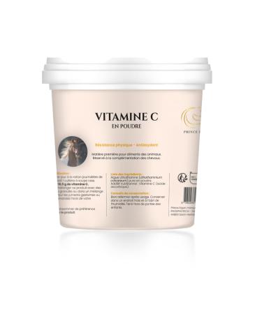 PRINCE EQUIN - Vitamin C - Horse nutritional supplement - Pot 1 kg - Strength Energy Resistance - Antioxidant - French brand
