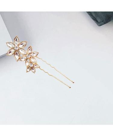 u shaped hairpin U Shaped Flower Hair Accessories wedding hairpin Rhinestone Crystal Headpiece rhinestone hair clip diamond bridal hairpins alloy hairpin flower hairpin bride Hanfu - Buy Online on GoSupps.com