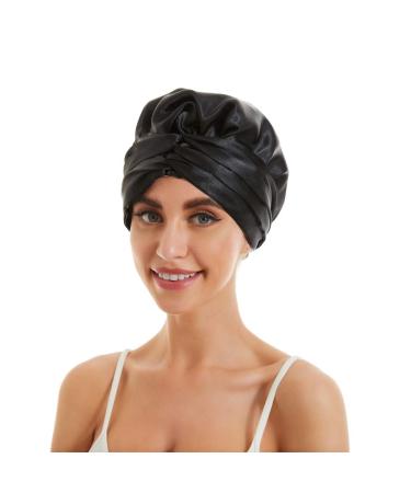 Reversible Satin Hair Bonnet Cap for Women | Double Layer Head Wrap for Long Curly Hair/Braids - Black - Buy Online on GoSupps.com