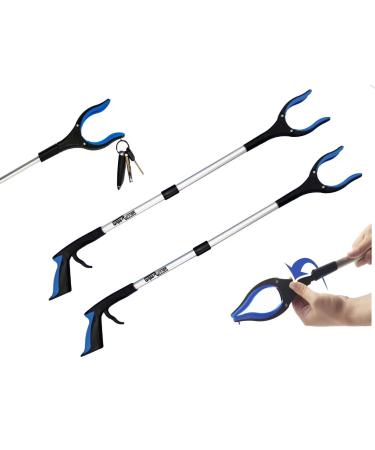2- Pack 32 inch GrabRunner Folding Reacher Grabber Tool with Magnetic(Blue/Blue)
