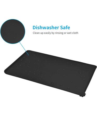 Audwud Silicone Waterproof Pet Feeding Mat - Anti-Slip Dog & Cat Bowl Mat 47x30 cm - Durable & Easy to Clean Black - Buy Online on GoSupps.com