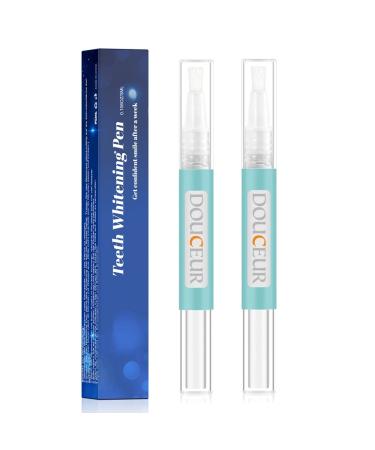 Teeth Whitening Gel - DOUCEUR Teeth Whitening Pen(2 Pcs) Effective & Painless Tooth Whitening No Sensitivity Travel-Friendly Easy to Use
