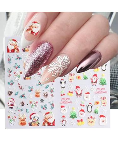 5D Nail Stickers Christmas Stereoscopic Embossed Nail Art Stickers Decals with Adhesive 5D Christmas Sticker Decoration for Women Girl Children Kids (Christmas) - Buy Online on GoSupps.com