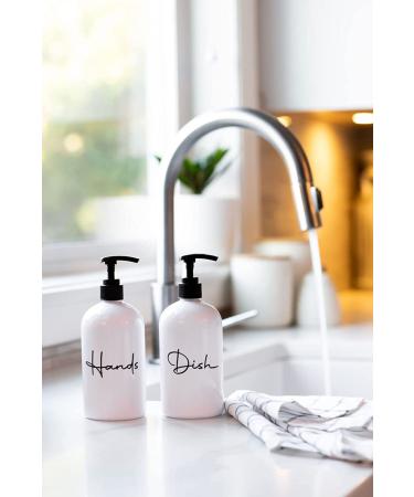 Alora Kitchen Sink Hand Soap and Dish Soap Dispenser Set - 2 Pack, Wide Pump Bottle with Easy-to-Read Lettering - Ideal for Countertop Refills - Buy Online on GoSupps.com