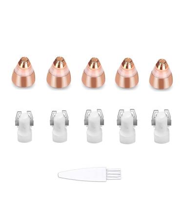 Eyebrow Hair Remover Replacement Heads for Women Painless Eyebrow Trimmer Blades, Perfect and Smooth, with Cleaning Brush, As Seen On TV, Rose Gold (5Pcs)