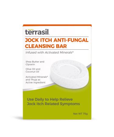 Jock Itch Soap by Terrasil  Antifungal Cleansing Soap Bar for The Treatment of Jock Itch for Men, Ringworm & Other Fungal Infections 75gm (Single) 2.64 Ounce (Pack of 1)