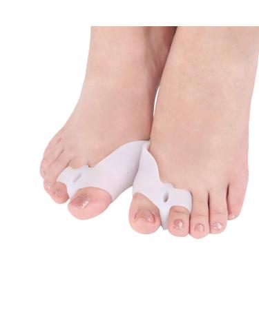 2 Pair Silicone Big Toe Separators Hallux Valgus Corrector Pad Bunion Pads Protector Support Two Toe Straightener Spreader Gel Big Toe Corrector for Hallux Valgus Overlapping Toe Foot Pain Relief White