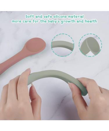 Vicloon 4 Pcs Silicone Baby Spoons - Self-Feeding Weaning Spoons for Kids, Toddlers, Children, Infants - Khaki Series - Buy Online on GoSupps.com