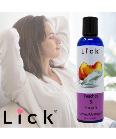 Peaches and Cream Massage Oil | Vegan Edible Body Oil with Vitamin E & Sweet Almond Oil | Relaxing Non-Sticky Full Body Massage for Men & Women - 4 oz - Buy Online on GoSupps.com