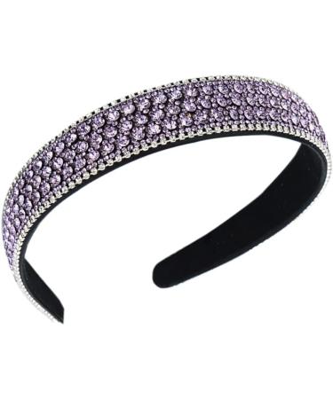 Rhinestone Headband Wide Padded Hairband Crystal Bead Embellished Headbands Bling Glitter Headband for Women Girls (CPurpleCrystal) - Buy Online on GoSupps.com