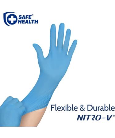 NITRO-V Nitrile-Vinyl Exam Gloves - Latex and Powder Free, Blue, Large (100 Count) - Medical Grade for Clinic, Nursing, Food Handling, Cleaning, and Salon Use - Buy Online on GoSupps.com
