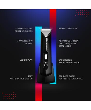 UrbanGabru Trimfinity 7000 Body Trimmer for Men | Waterproof Cordless & Rechargeable | Safe Ceramic Blades Fast Charging & Travel Lock - Perfect for Body & Ball Grooming - Buy Online on GoSupps.com