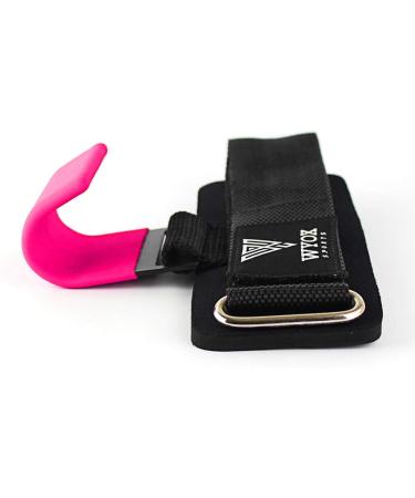 Professional Lifting Straps and Heavy Duty Hooks with Neoprene Padded Wrist Wraps - Ideal Gym Gloves for Weightlifting Support and Grip | Men Women Pair - Pink - Buy Online on GoSupps.com