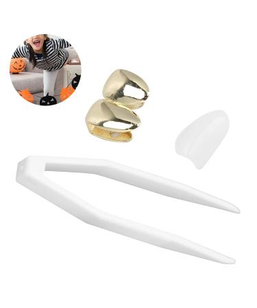 Stylish Brass Plating Braces - Double Tooth Metal Jewelry for Halloween & Hip-Hop Parties - Buy Online on GoSupps.com