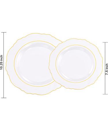 WDF 100pcs Clear Plastic Plates With Gold Trim - Elegant Disposable Plates for Parties or Weddings - Includes 50 Dinner Plates and 50 Salad Plates in Clear Gold - Buy Online on GoSupps.com