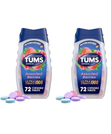 TUMS Ultra Strength Chewable Antacid Tablets for Heartburn Relief and Acid Indigestion Relief Assorted Berries - 72 Count (Pack of 2) Assorted Berries 72 Count (Pack of 2)