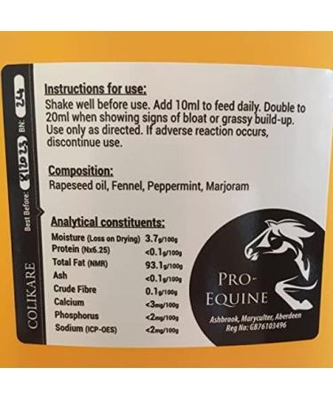 Pro-Equine Colikare 1 litre feed supplement for happy tummies. - Buy Online on GoSupps.com