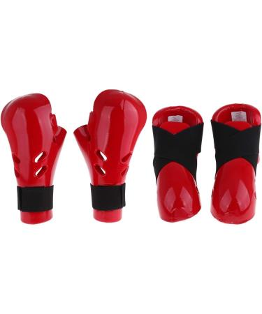 Red Taekwondo Karate Hand & Foot Guard Gear - Sparring Shoes Gloves | Size M - Buy Online on GoSupps.com