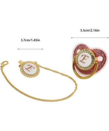 Personalized Silicone Baby Pacifier with Clip - Bling Rhinestone Design for Girls (Letter E) | Safe & Curved for Breastfed Babies - Focket - Buy Online on GoSupps.com