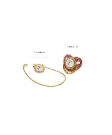 Ergonomic Golden Baby Pacifier Set with Rhinestones - Low Friction Stylish Home Use (Letter E) - International Shipping Available - Buy Online on GoSupps.com