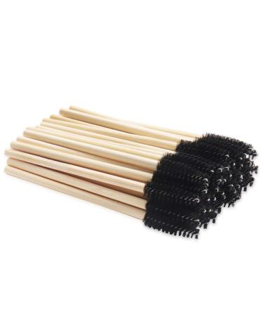 MyAoKuE-UP 100 Pack Bamboo Handle Mascara Wands Disposable Eyelash Brushes Eco-friendly Lash Extension Tool, Black