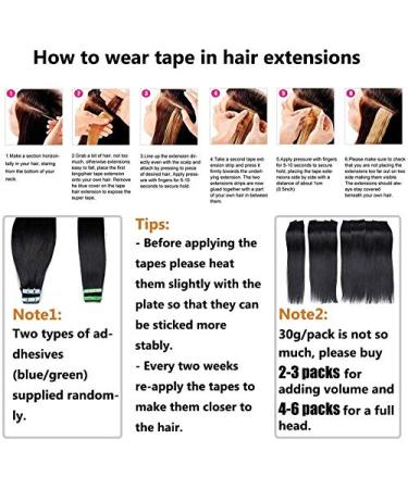 Elailite Invisible Tape Hair Extensions - 20PCs Real Human Hair - 60cm Natural Black - Premium Quality Tape Ins - Buy Online on GoSupps.com