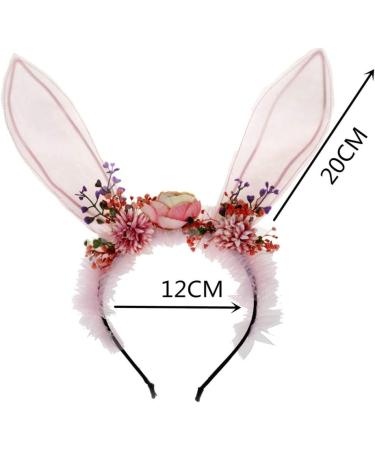 Lurrose Long Bunny Ear Headband Flower Hairbands Easter Hair Accessory Rabbit Ear Hair Hoop Party Favors Headwear for Children Women Kids - Buy Online on GoSupps.com