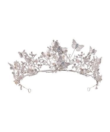 Lurrose Baroque Wedding Crown - Crystal Butterfly Flower Tiara for Women and Girls - Buy Online on GoSupps.com