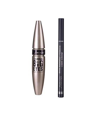 Saluaqui Mascara and Eyeliner Set Sweatproof Long Lasting Waterproof 10ml Lash Mascara and Eyeliner Pen for Eye Makeup
