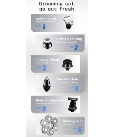 6-in-1 Electric Razor for Men - Bald Head Shaver Wet & Dry Waterproof Shaver with LED Display - Buy Online on GoSupps.com