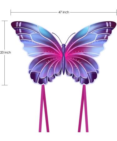 Colorful Butterfly Kite for Kids & Adults - Easy to Fly with Long Tail | Includes String and Bag - Buy Online on GoSupps.com