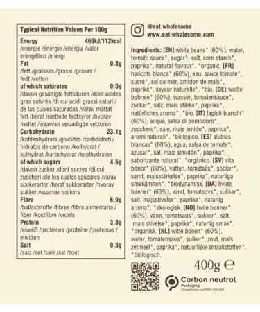 Buy Eat Wholesome Organic Baked Beans (400g 12-Pack) - Healthy Baked Beans in Tomato Sauce - International Shipping Available - Buy Online on GoSupps.com