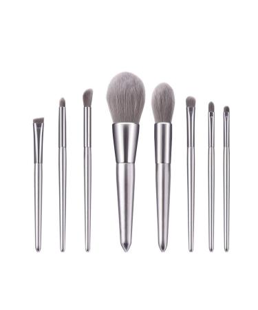 Tools Cosmetic 8PCS Eyebrow Eyeshadow Makeup Sets Foundation Brush Wooden Brush Brush Angled Makeup Brush Silver One Size Silver