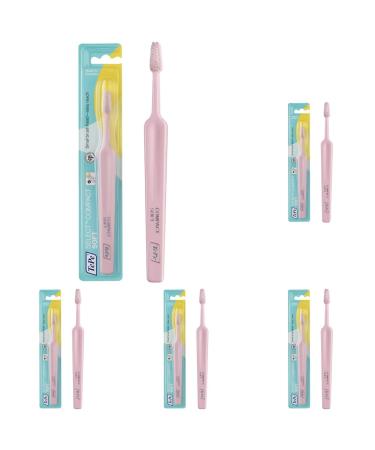 TEPE SELECT Compact soft toothbrush soft bristle in a compact narrow -running brush head for young old 1x1 sorted in color (pack with 5)