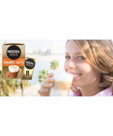 Nescafe Gold Instant Coffee Sachets Contains 48 Caramel Latte Sachets Bundled With 48 x Temas Store Coffee Stirrers & 1 x Reusable Coffee Cup| Coffee Gift Set | Coffee Sachets Individually Wrapped - Buy Online on GoSupps.com