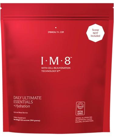 IM8 Daily Ultimate Essentials All-in-One Multivitamin Supplement Powder Bag 92 Nutrient Rich Ingredients CoQ10 Probiotics Vitamins Greens Gluten Free Vegan Acai Mixed Berry 12.5oz 30 Servings 30 Servings Pouch