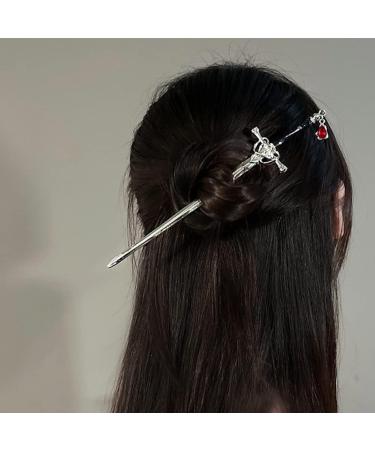 2 PACK Chinese Sword Tassel Hair Accessories Sticks for Women Buns with Hair Gems Sword (Silver) - Buy Online on GoSupps.com